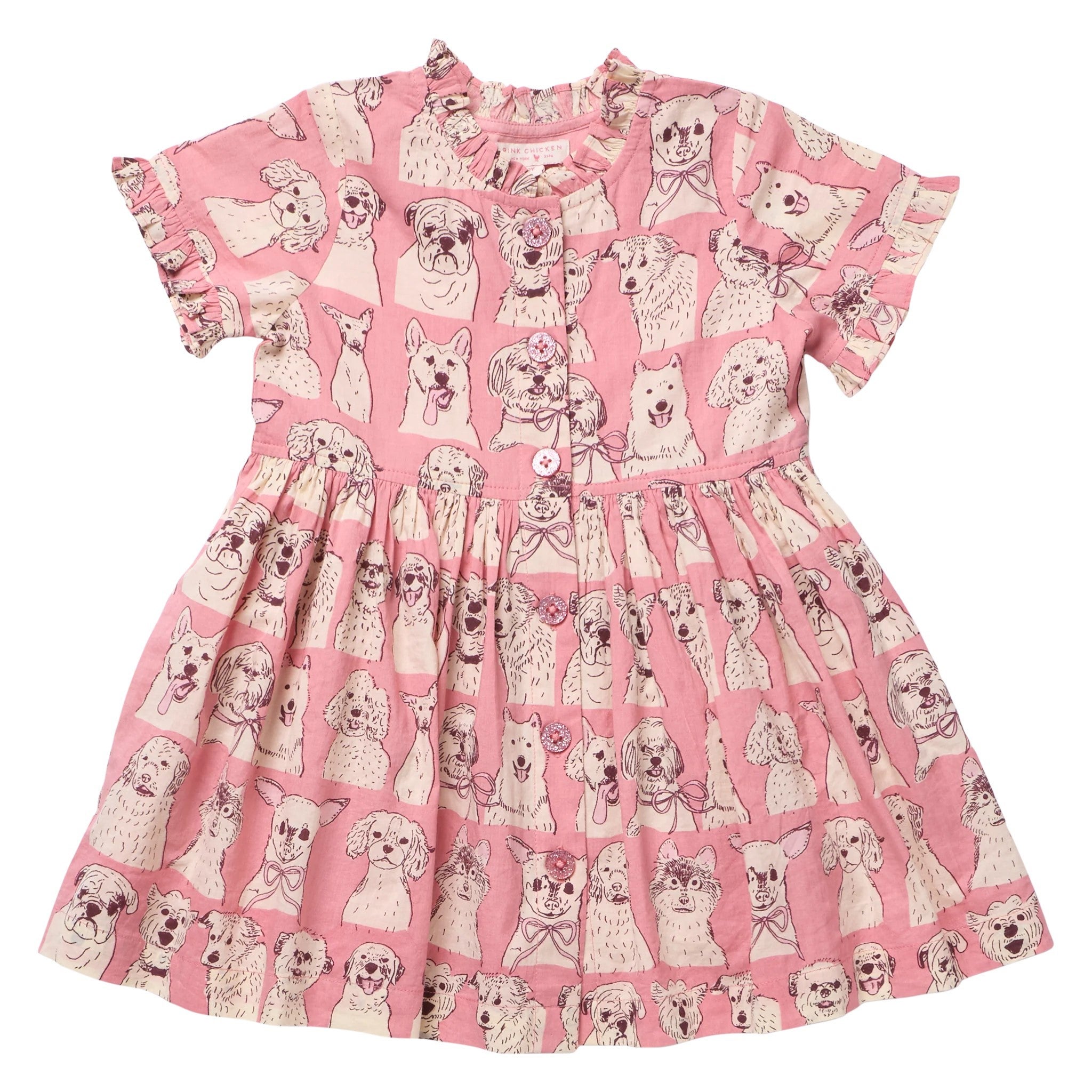 pink chicken hot dog dress Pink Sketched Dogs Girls Autumn TF Poodle