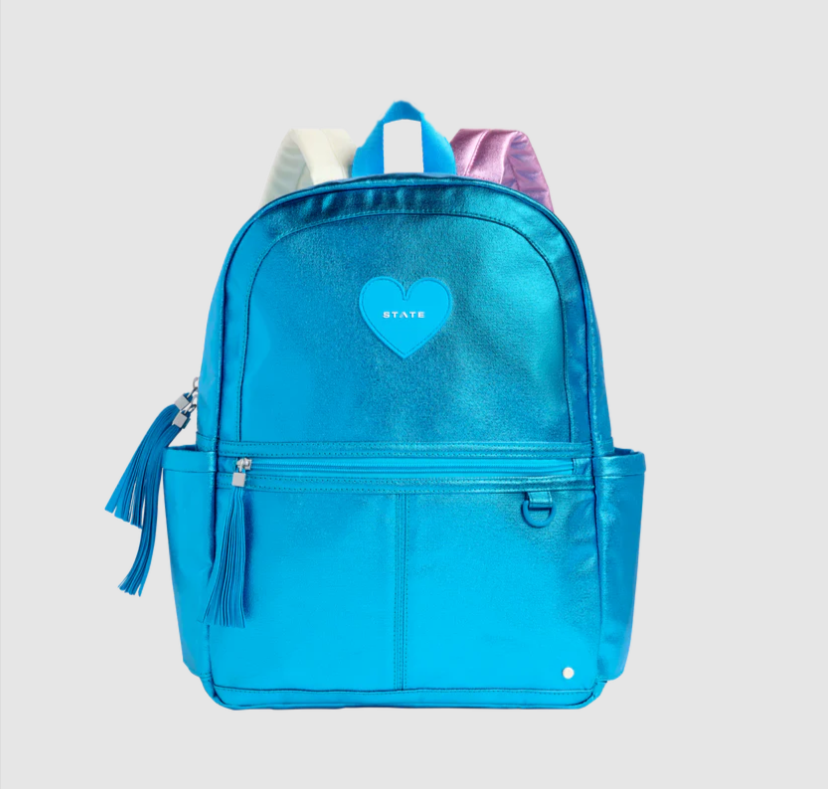 State Bags Kane Kids Travel Backpack Metallic Blue La Luna Children s Boutique